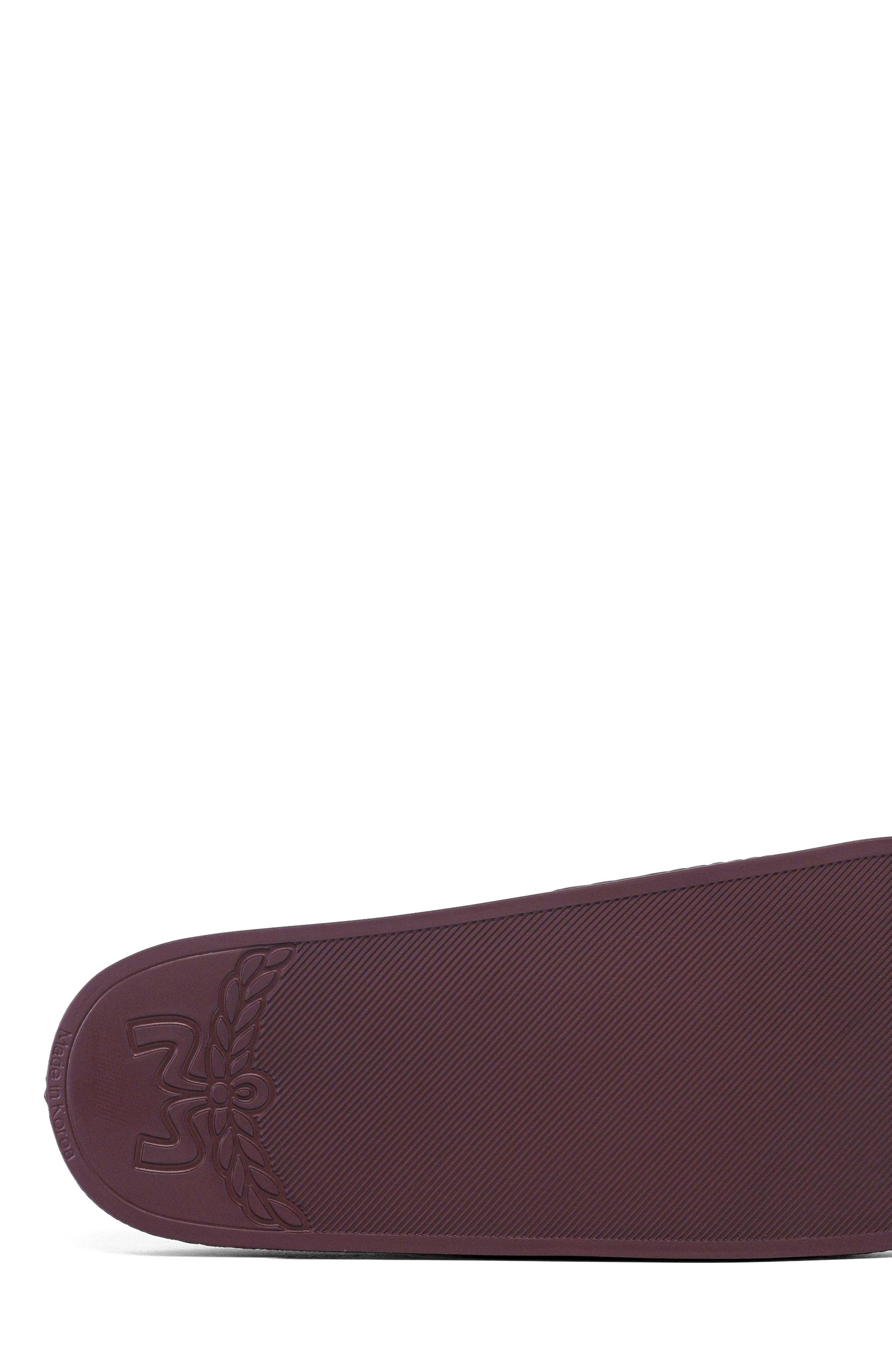 MCM Women's Monogram Print Rubber Slides, Alternate, color, Cinnamon