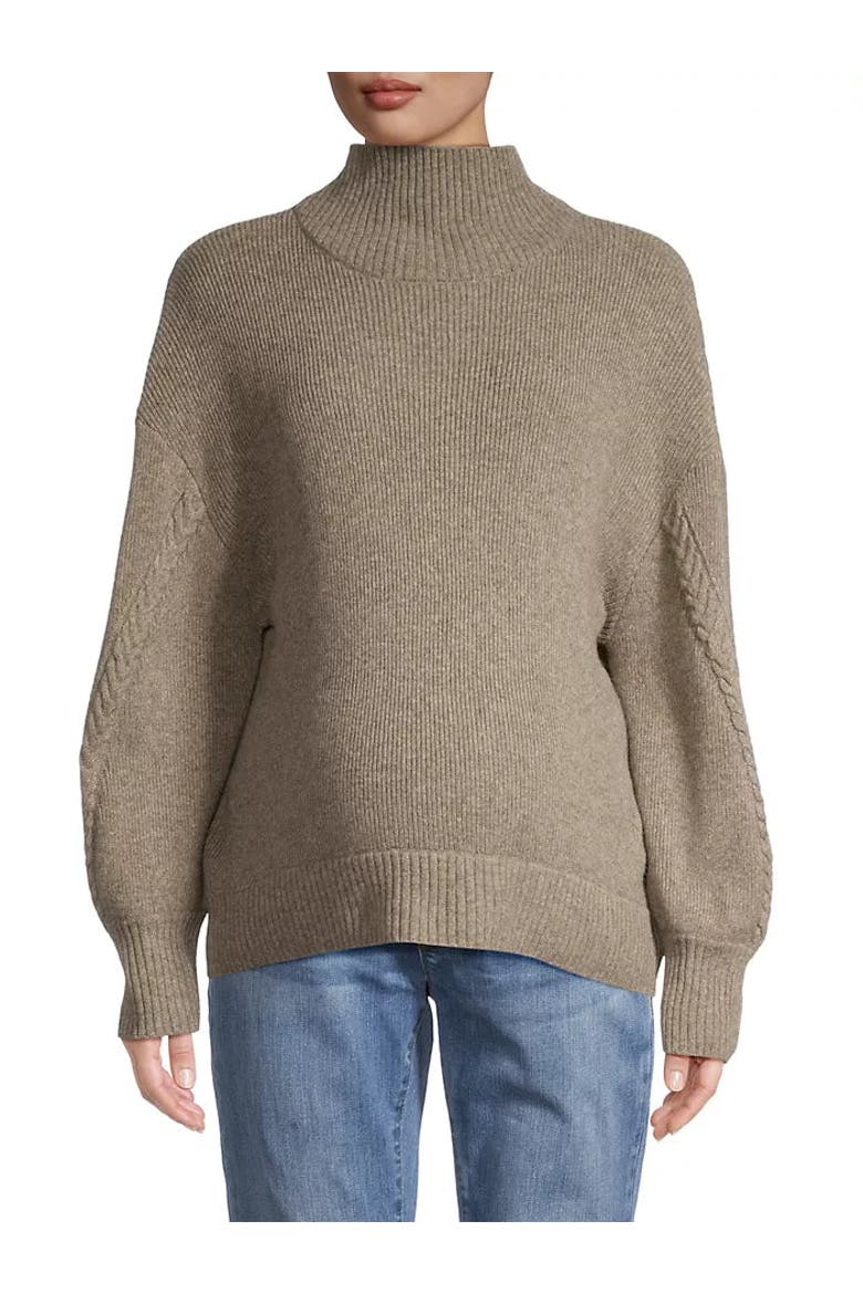 Crystal Mock Neck Sweater, Main, color, Camel