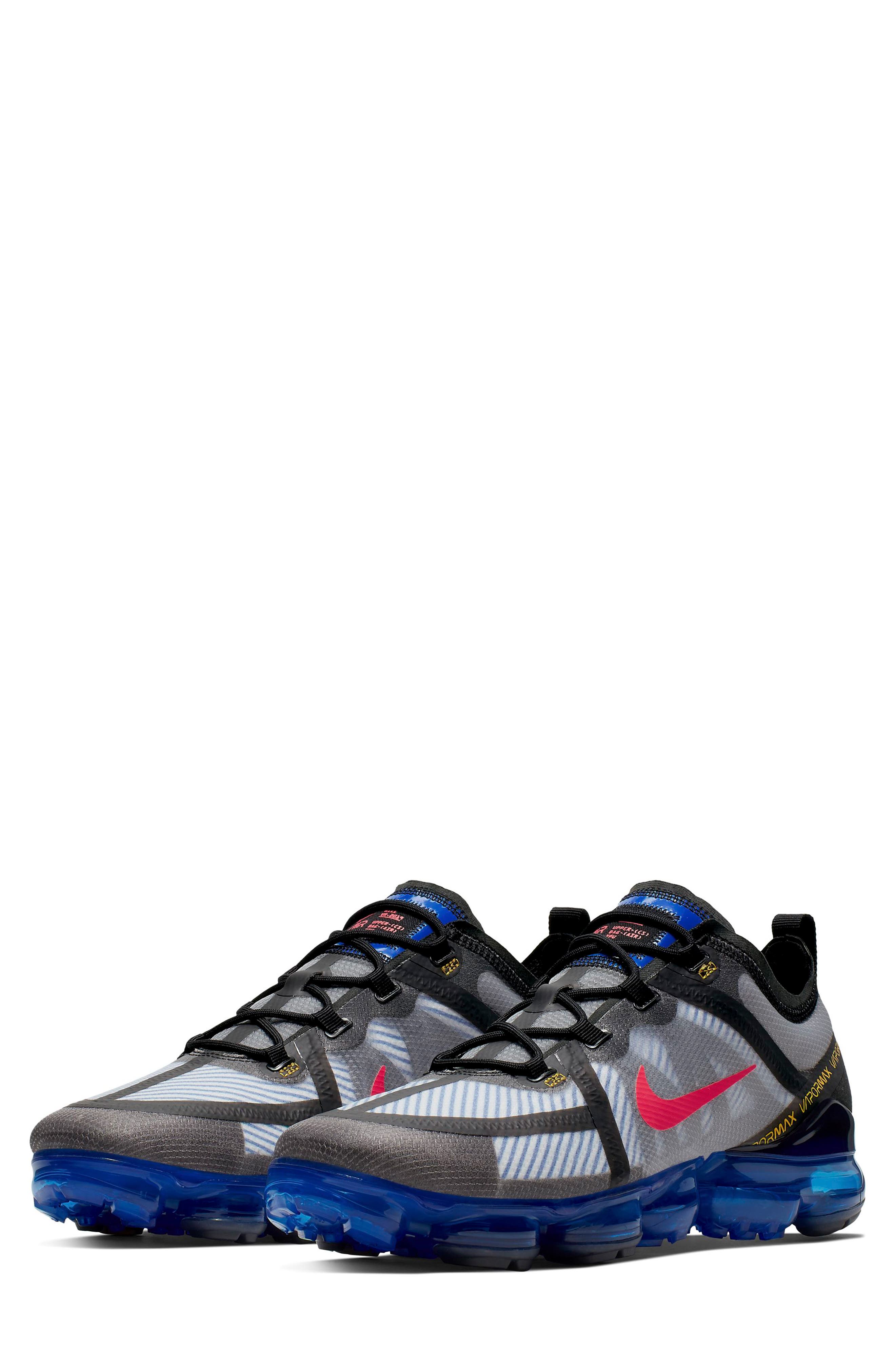 Air VaporMax 2019 Sneaker, Main, color, BLACK/ BRIGHT CRIMSON/ BLUE