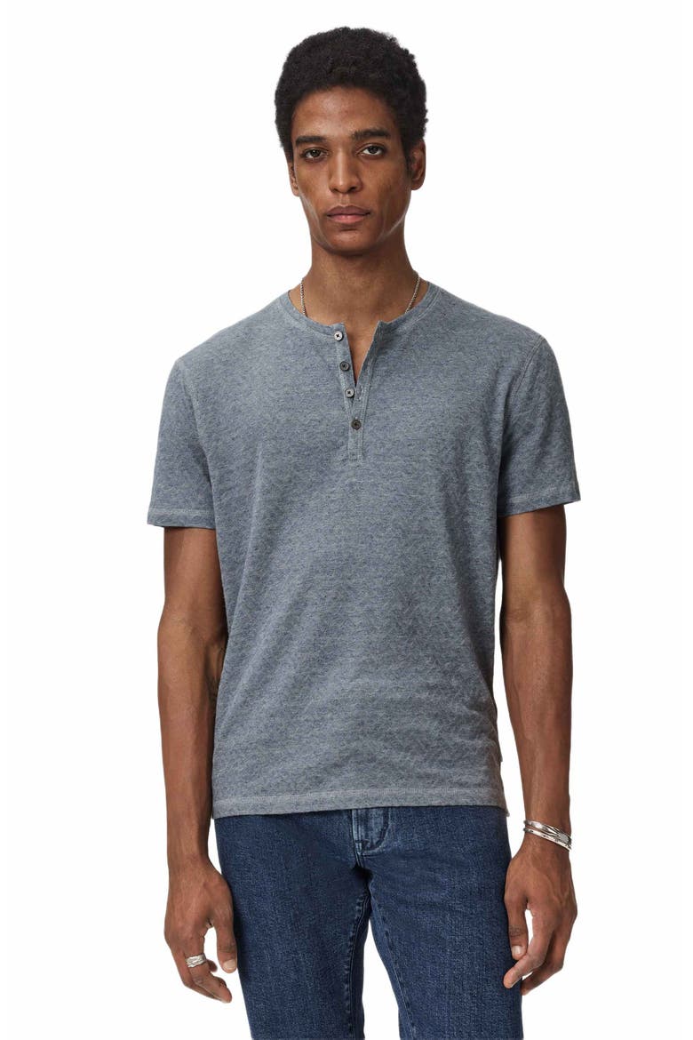 Elm Texture Short Sleeve Henley, Alternate, color, STEEL BLUE