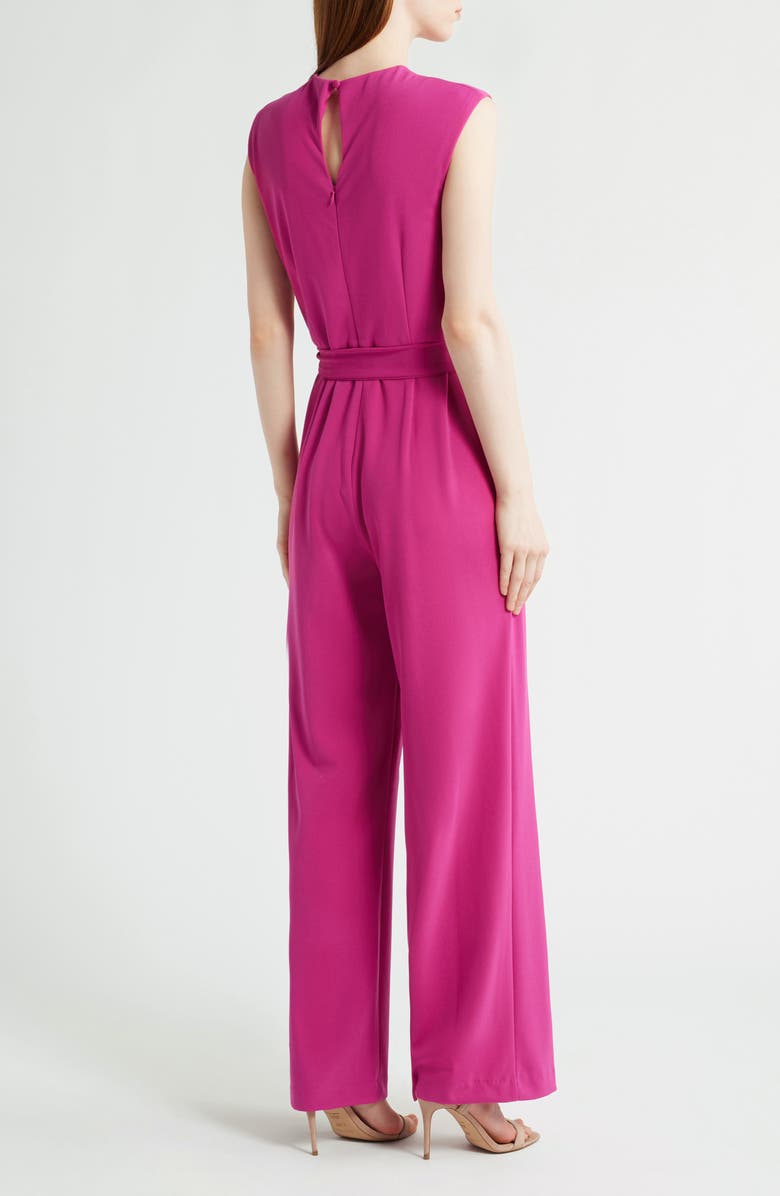 Tahari ASL Cross Neck Sleeveless Scuba Crepe Jumpsuit, Alternate, color, Wild Berry