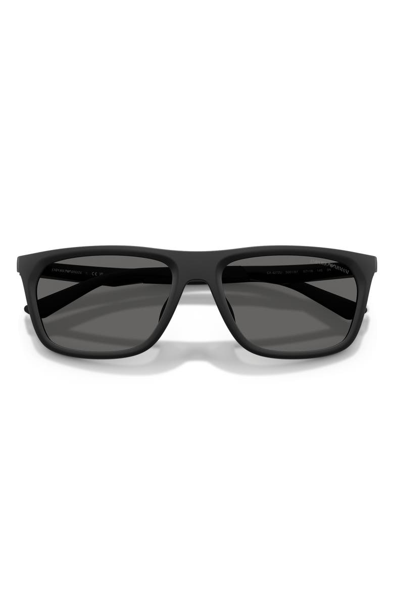 Emporio Armani 57mm Pillow Sunglasses, Alternate, color, Matte Black / Light Grey