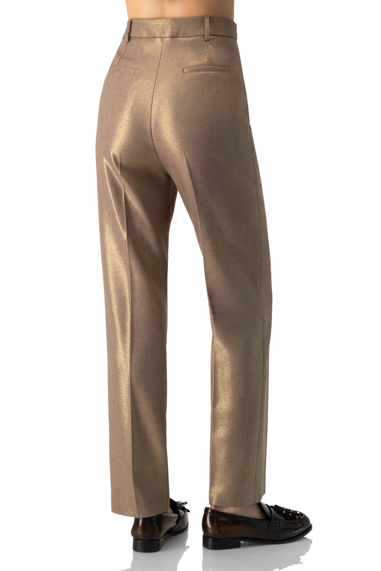Sparkling Straight-Leg Pants with Pockets, Alternate, color, Brown