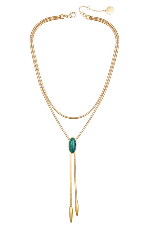 Faux Stone Layered Y-Necklace