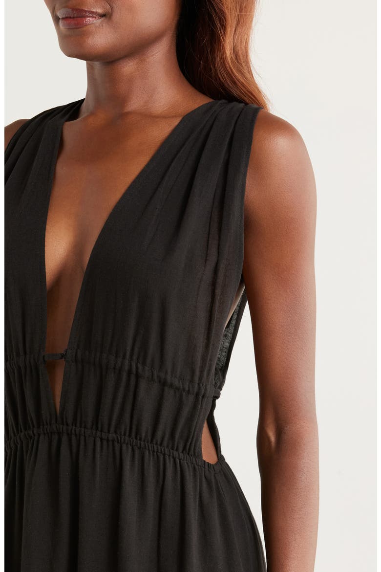 ruched cover up dress Summer Beach Party Ruched Mesh Cover Up Maxi Dress - White