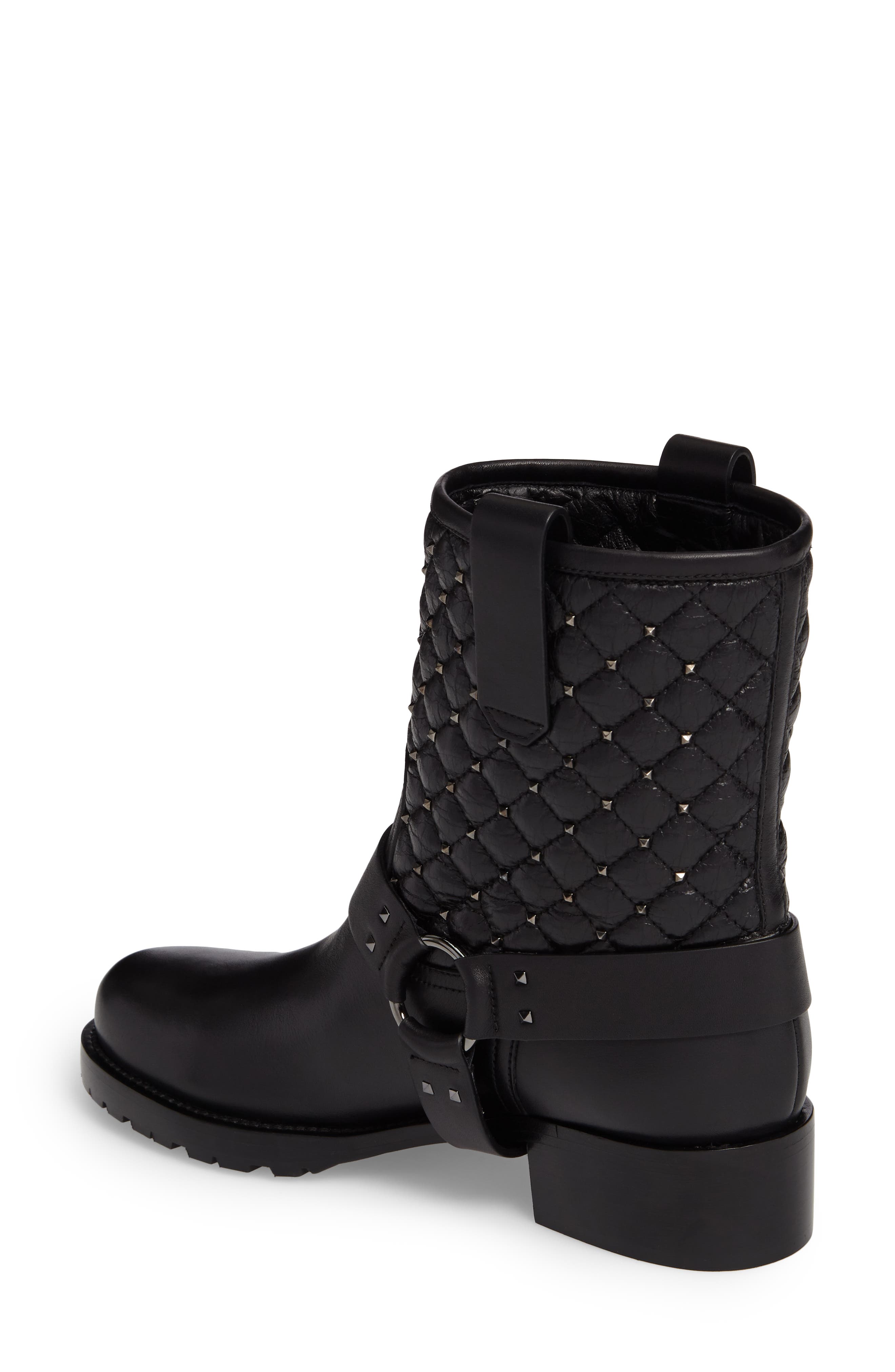 Rockstud Quilted Harness Bootie, Alternate, color, BLACK