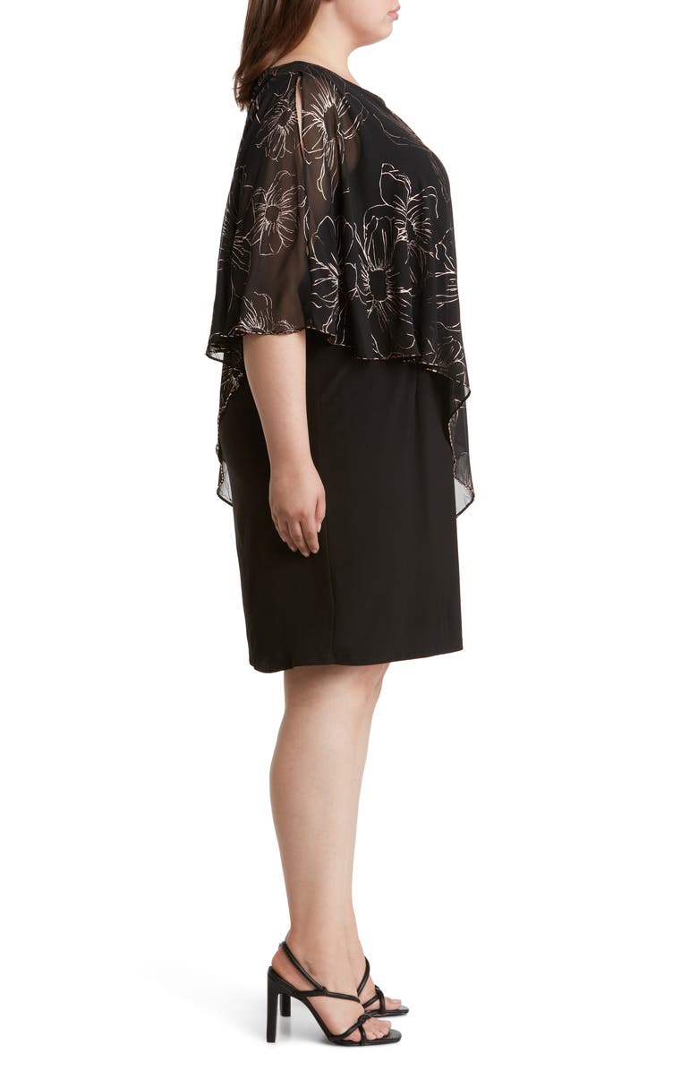 SL FASHIONS Floral Asymmetric Popover Shift Dress, Alternate, color,