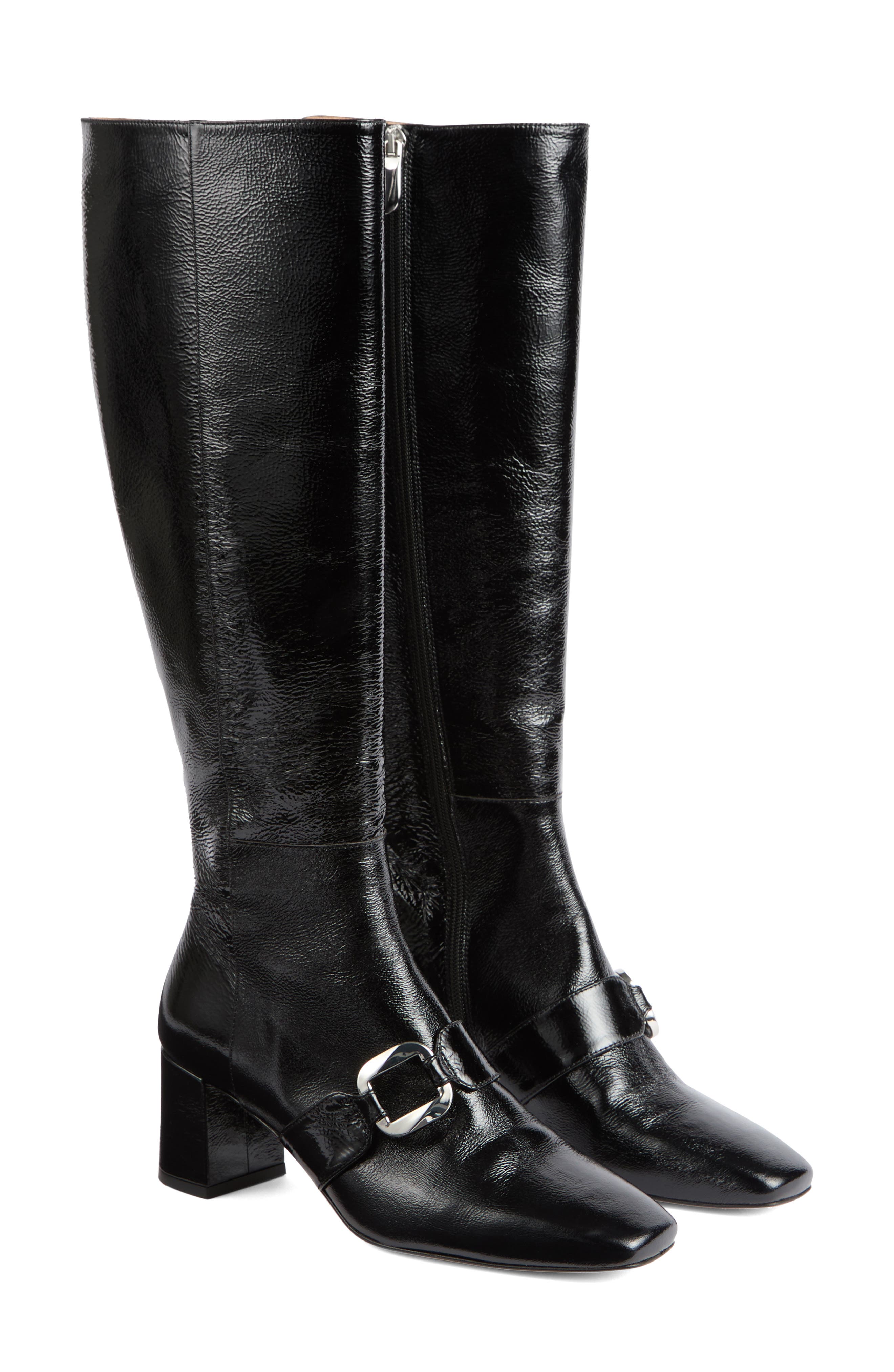LK Bennett Gigi Oloid Block Heel Knee High Boot, Main, color, Black