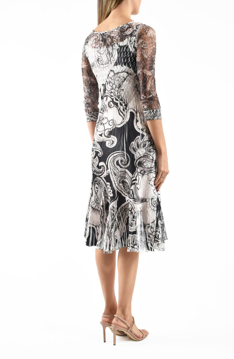 Komarov Illusion Neck Lace & Charmeuse Cocktail Dress, Alternate, color, Paisley Grove