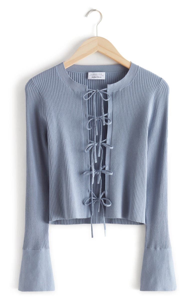 & Other Stories Tie Front Rib Cardigan, Main, color, 