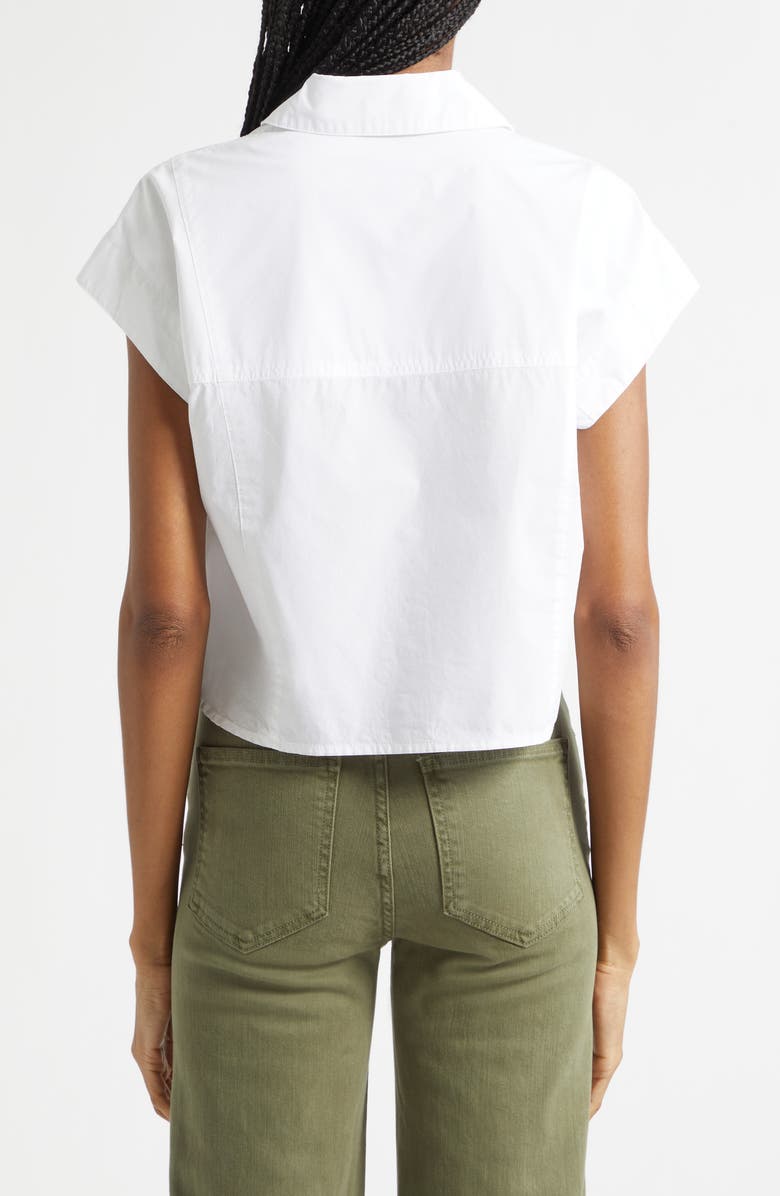 Veronica Beard Nestor Button-Up Crop Top, Alternate, color, White