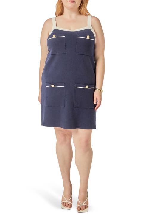 Contrast Trim Patch Pocket Dress