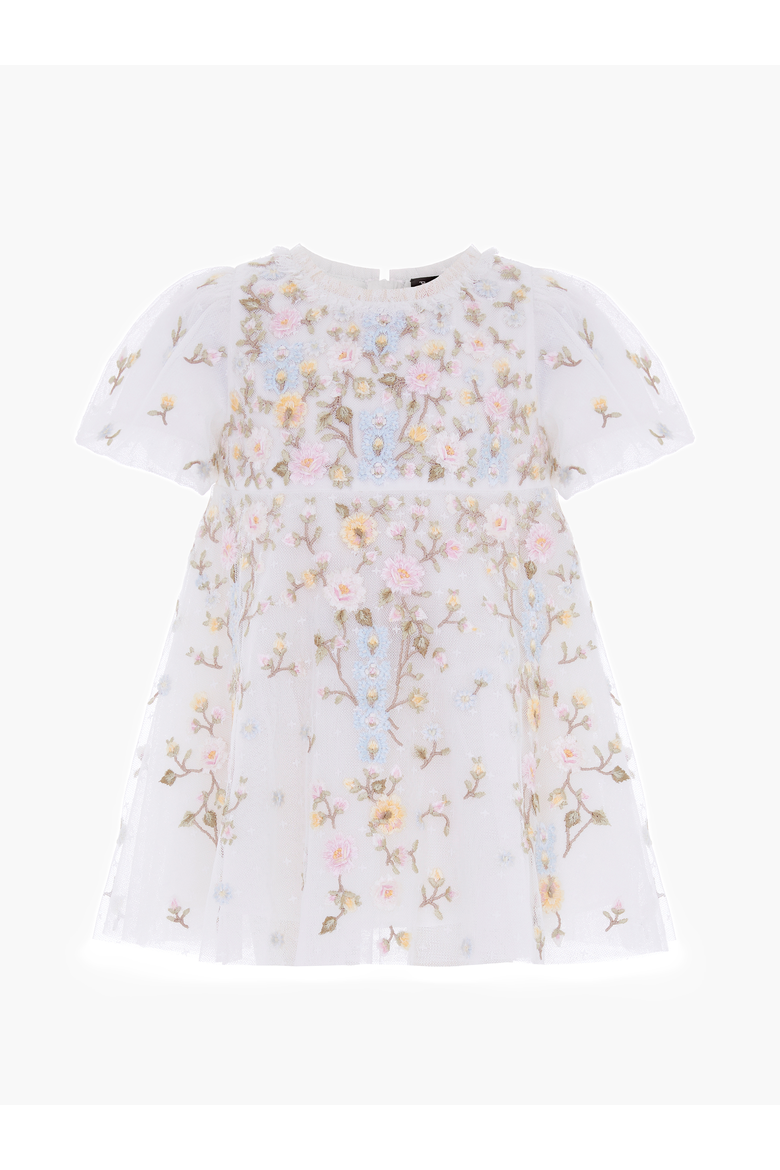 Kid's Garden Rose Dress, Alternate, color, Swan White/Pastel Blue