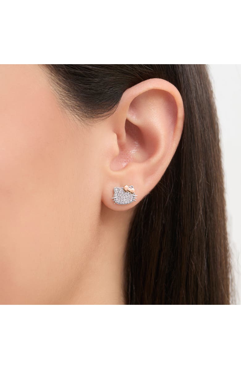 Hello Kitty White Sapphire Stud Earrings, Alternate, color, Silver/Pink