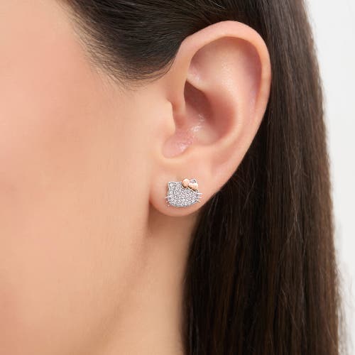 Hello Kitty White Sapphire Stud Earrings In Metallic