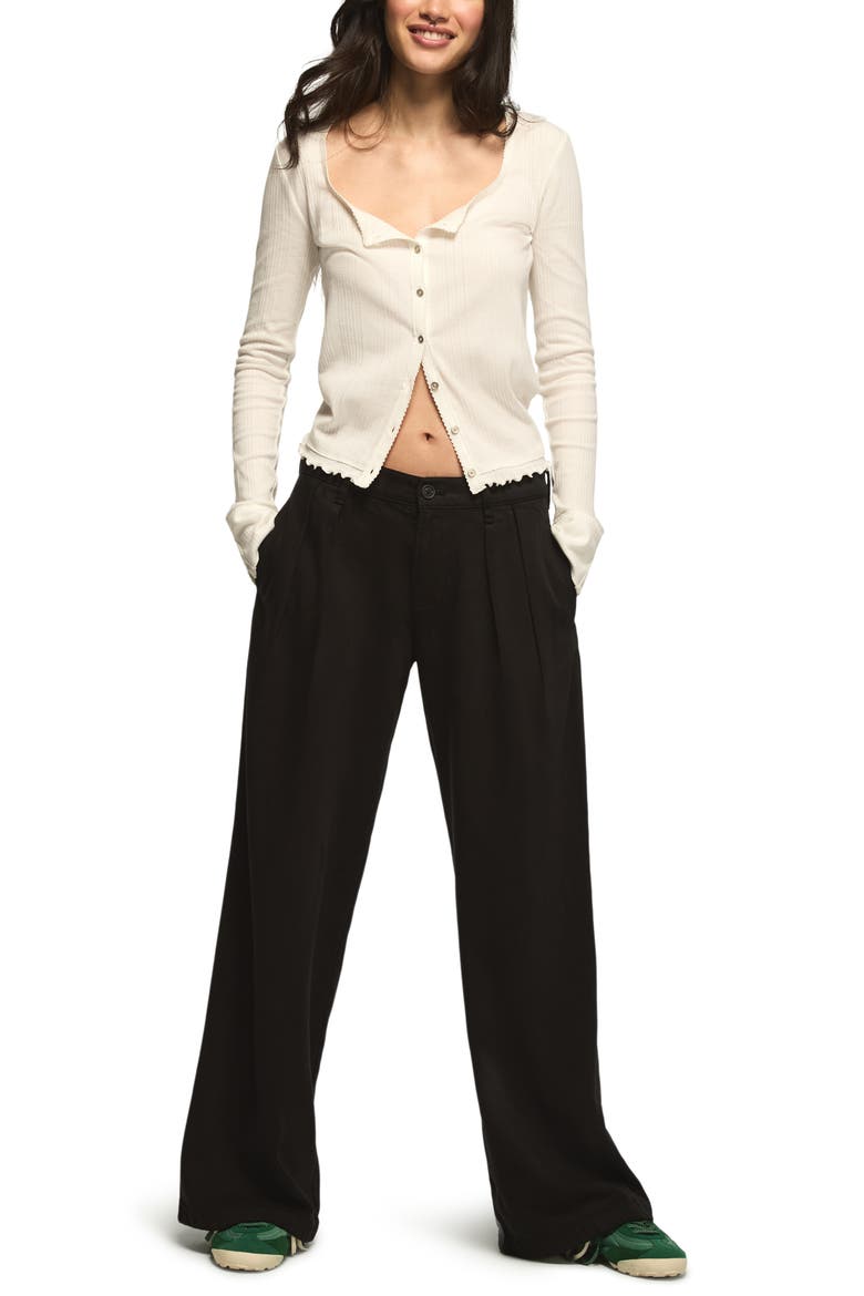 Double Pleated Wide Leg Trouser Jeans, Alternate, color, ASHES WASH