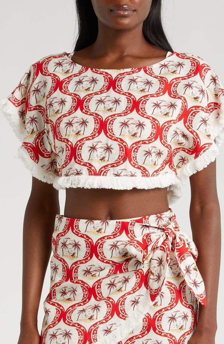 FARM Rio Summer Beach Cover-Up Crop Top, Main, color,