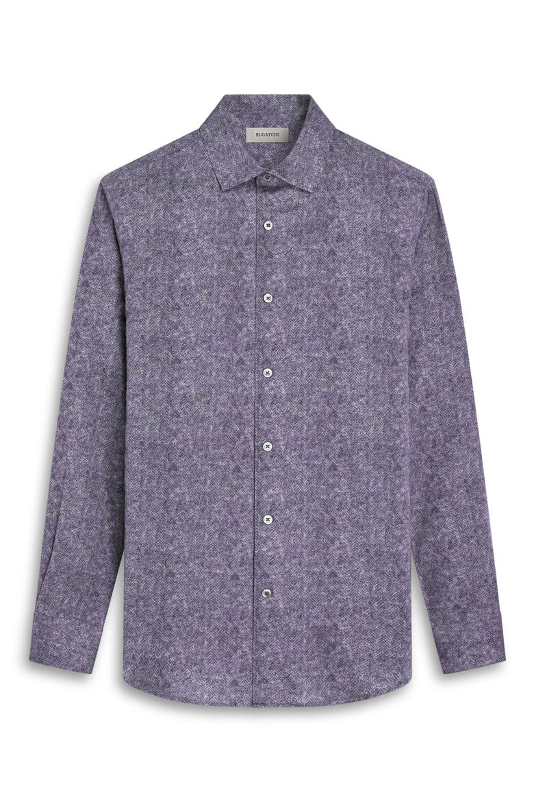 Alvin Shaped Fit Herringbone Cotton Shirt, Alternate, color, ANTHRACITE