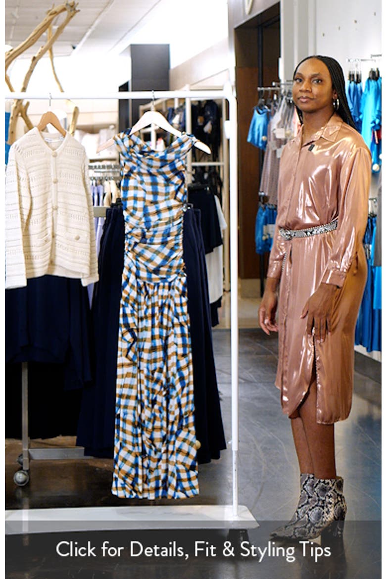 Cynthia Plaid Off the Shoulder Drop Waist Dress video