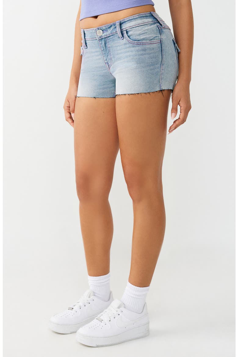 Joey Low Rise Flap Shorts, Alternate, color, LIGHT SKYLINE WASH