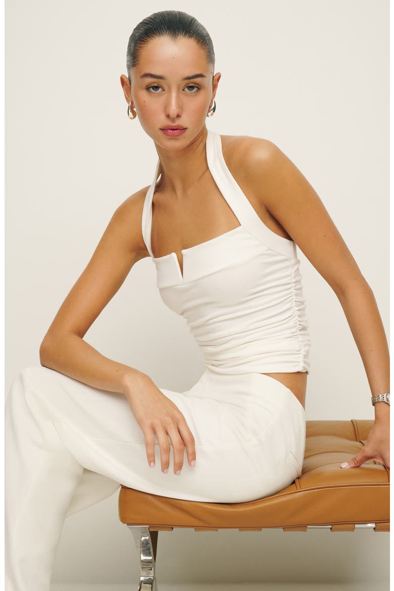 Arwen Organic Cotton Blend Halter Top, Alternate, color, FIOR DI LATTE