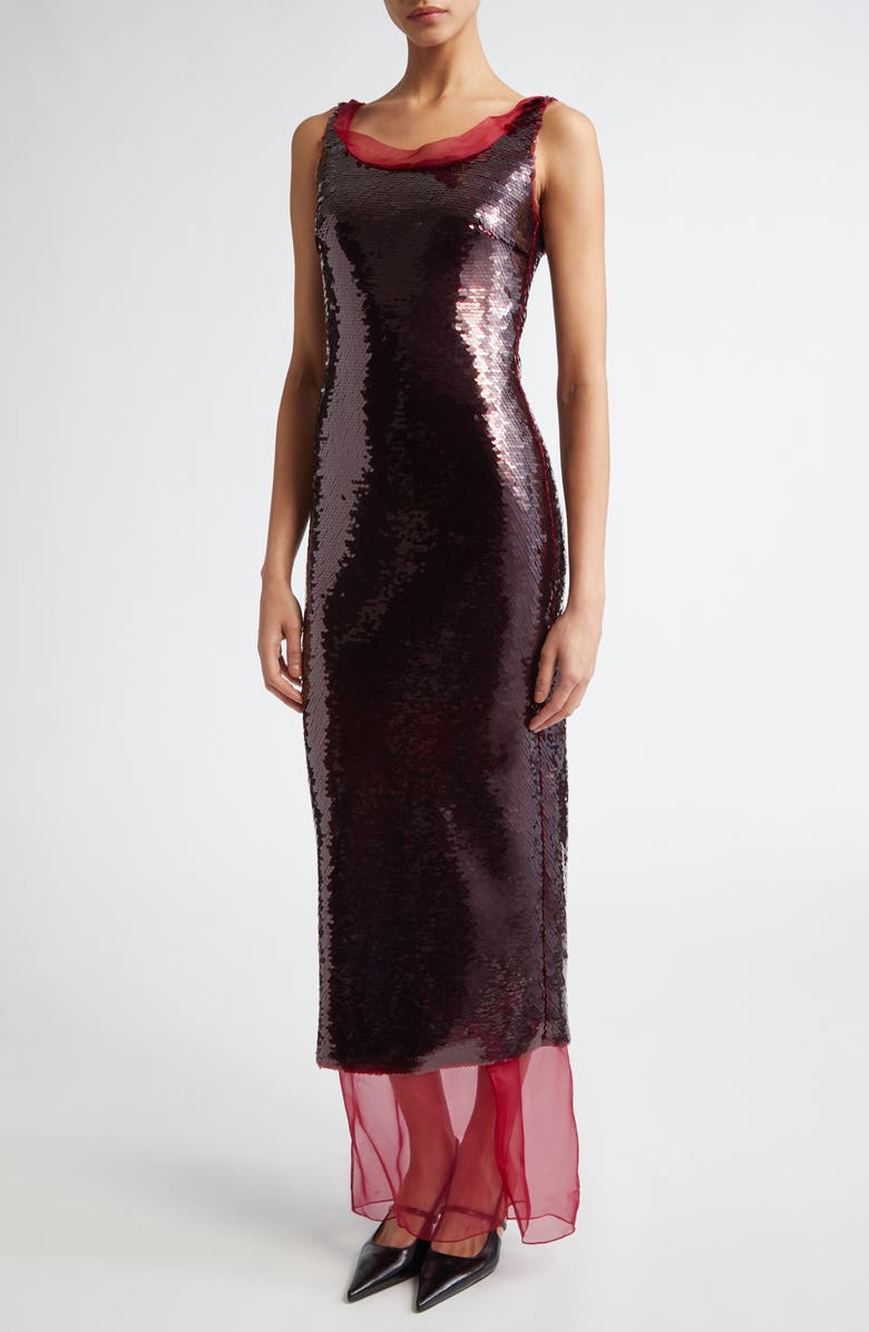 Emilia Wickstead Nehemia Sequin Column Dress, Main, color, 