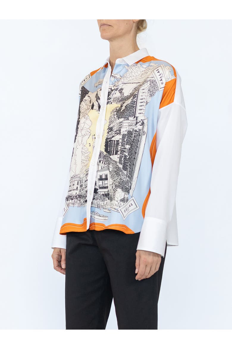 Sirene Silk front shirt, Alternate, color, White/Orange