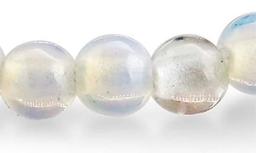 Sterling Forever Glass Opal Beaded Stretch Bracelet In White