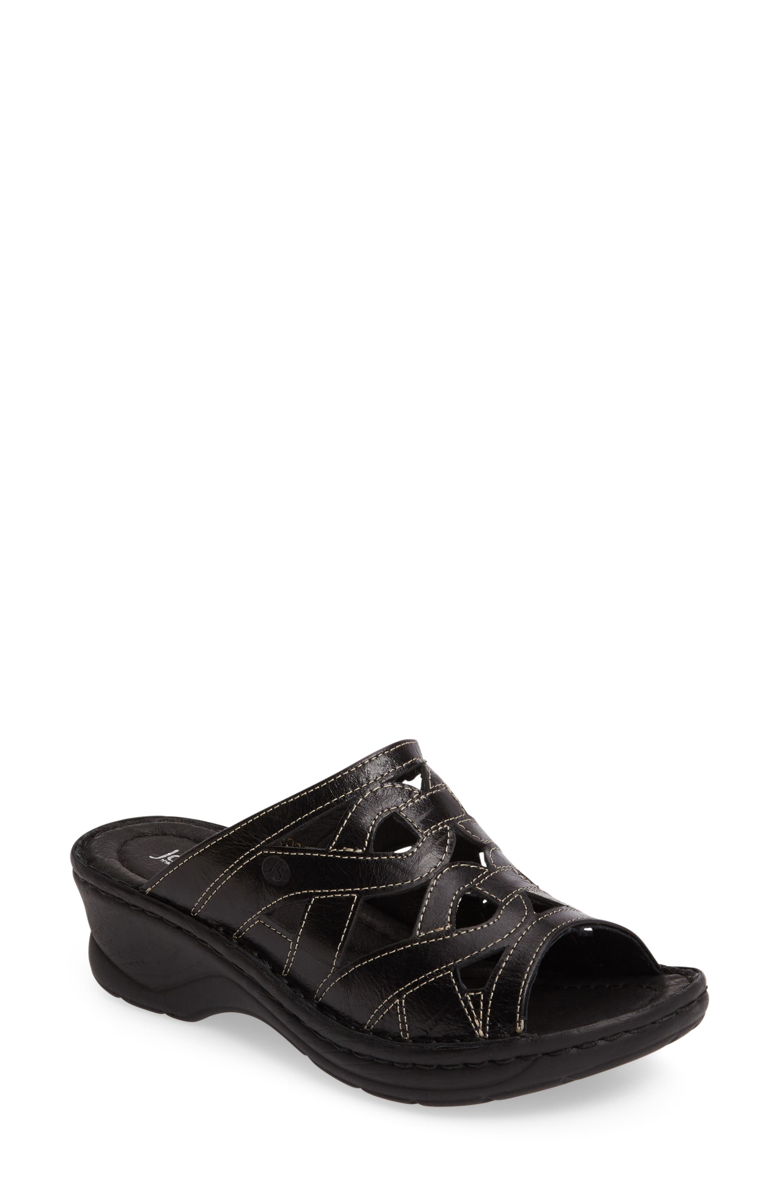 Catalonia 44 Slide Sandal, Main, color, BLACK LEATHER