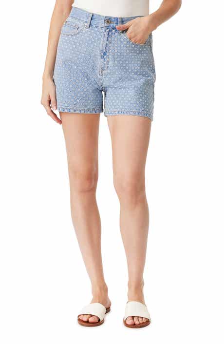 Habitual High Waist Eyelet Denim Shorts