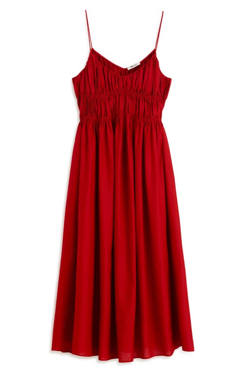 Madewell Textured V-neck Midi Dress In Red
