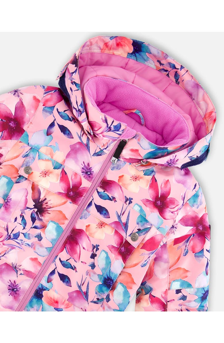 Deux par Deux One-Piece Teknik Snowsuit Watercolor Flower, Alternate, color, Pink