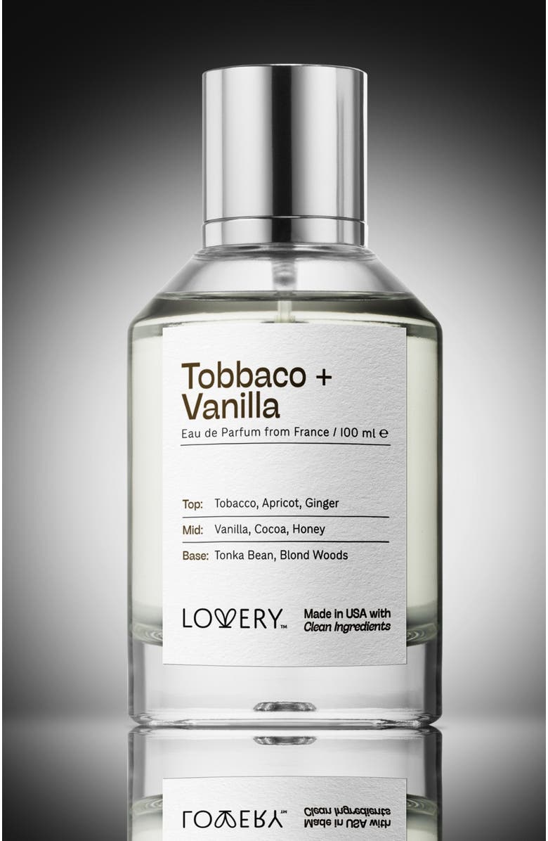 Lovery Tobacco and Vanilla Eau de Parfum, Made in USA, 3.4 oz, Alternate, color, Silver, White, Cream, Black