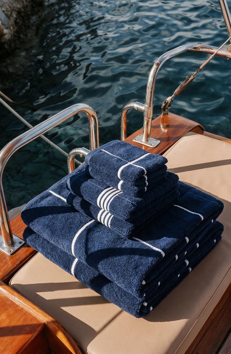 Italic Miramar Bath Towel Standard Set, Alternate, color, Navy / White