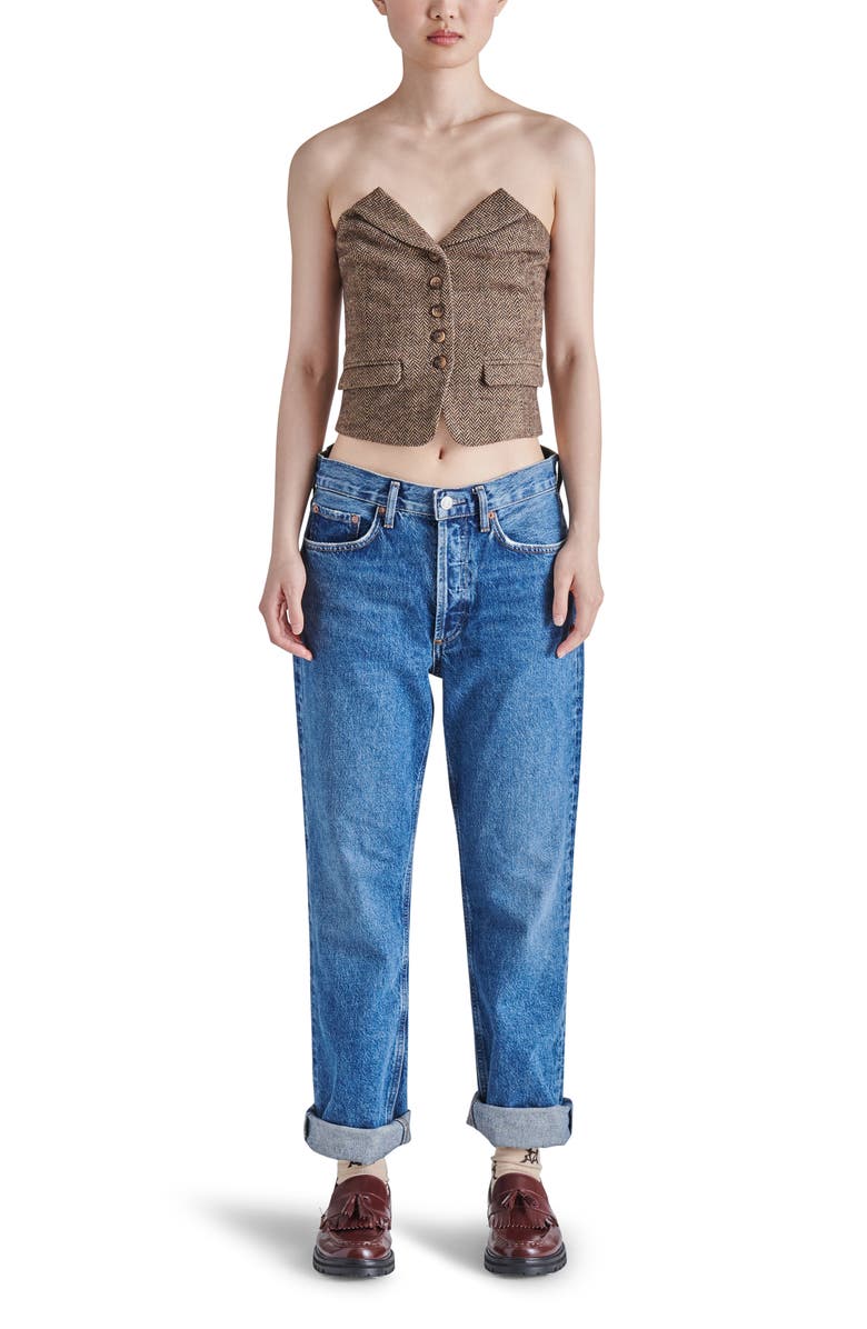 Steve Madden Adare Strapless Herringbone Corset Top, Alternate, color, 