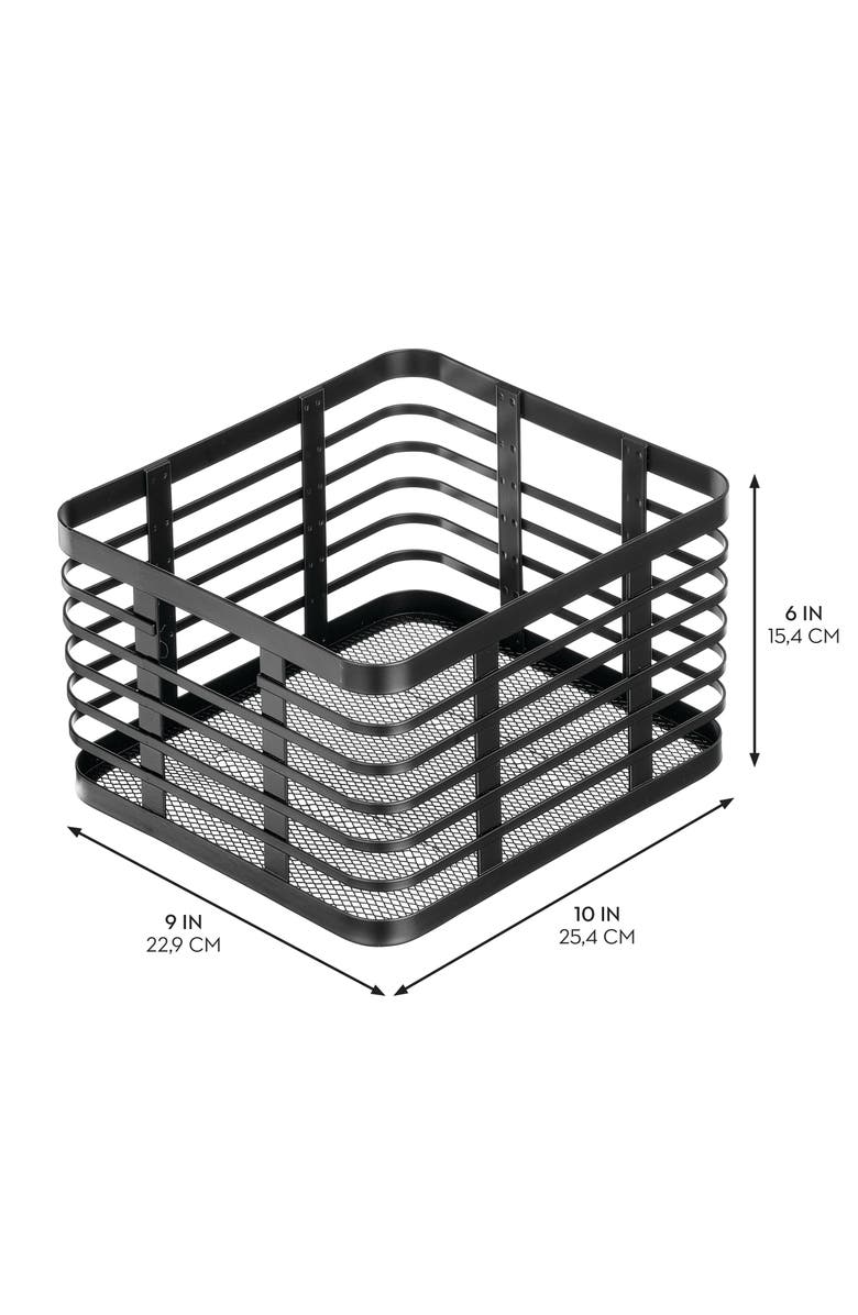 mDesign Metal Pantry Basket with Handles - Set of 4 - Matte Black, Alternate, color, Black