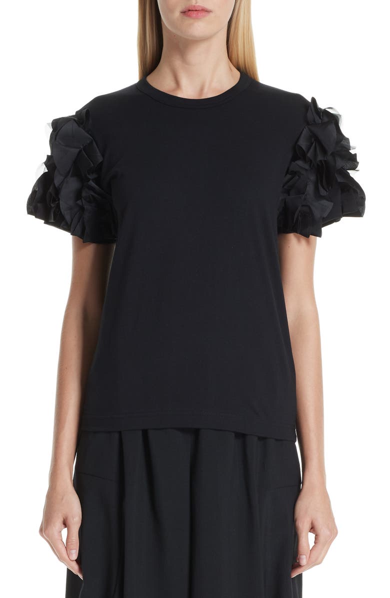 Comme des Garçons Floral Appliqué Tee, Main, color, 