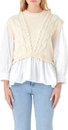 English Factory Mixed Media Cable Stitch Sweater