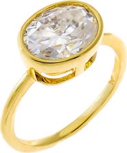 BY ADINA EDEN Moissanite Bezel Oval Thin Band Pinky Ring