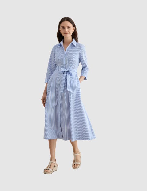 Jane Belted Midi Shirt Dress
