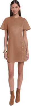 HALSTON Short Sleeve Suede Shift Dress
