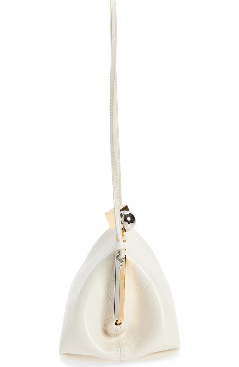 Jacquemus Le Berlingot Croc Embossed Leather Frame Shoulder Bag, Alternate, color, Light Ivory 115