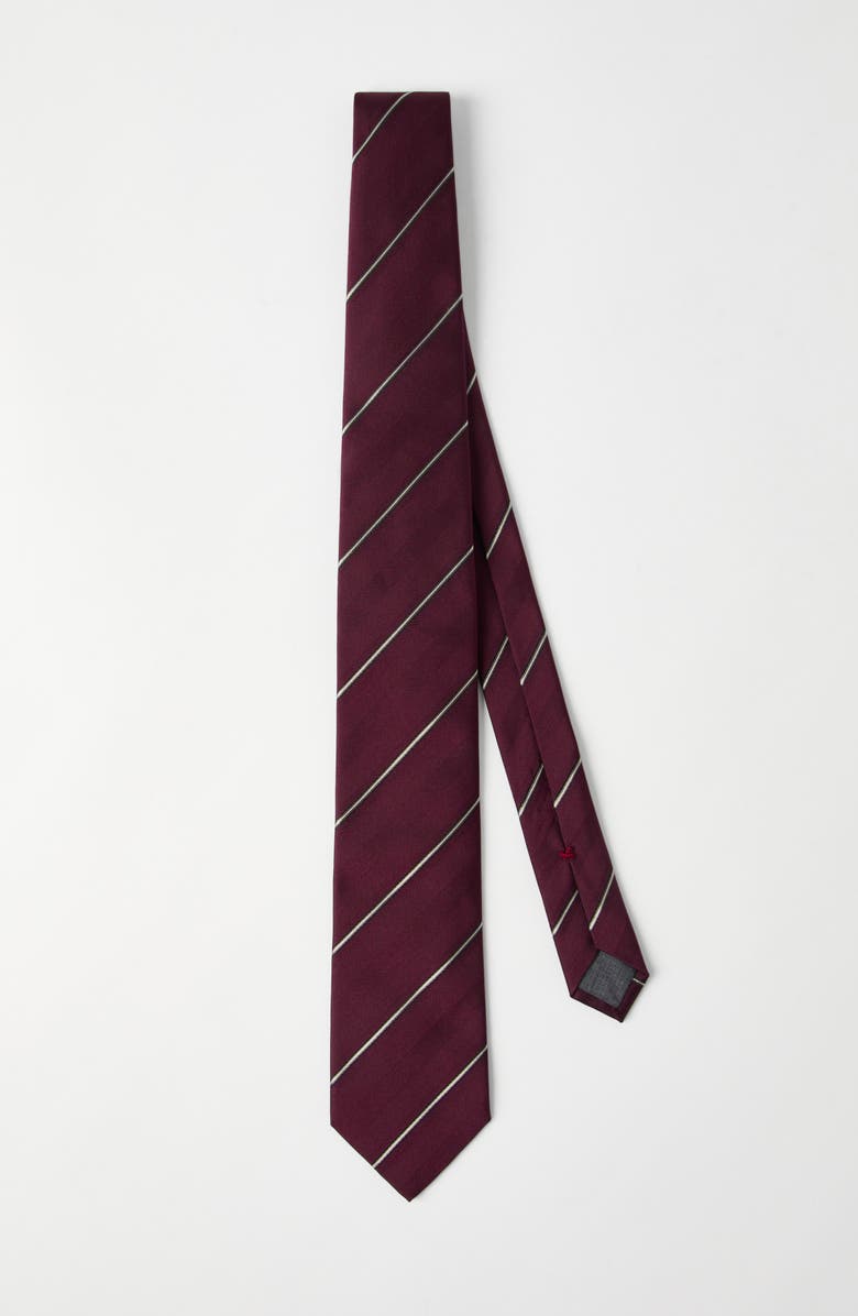 Brunello Cucinelli Striped silk necktie, Alternate, color,