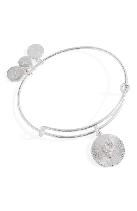 Pave Starburst Texture Initial Bangle Bracelet