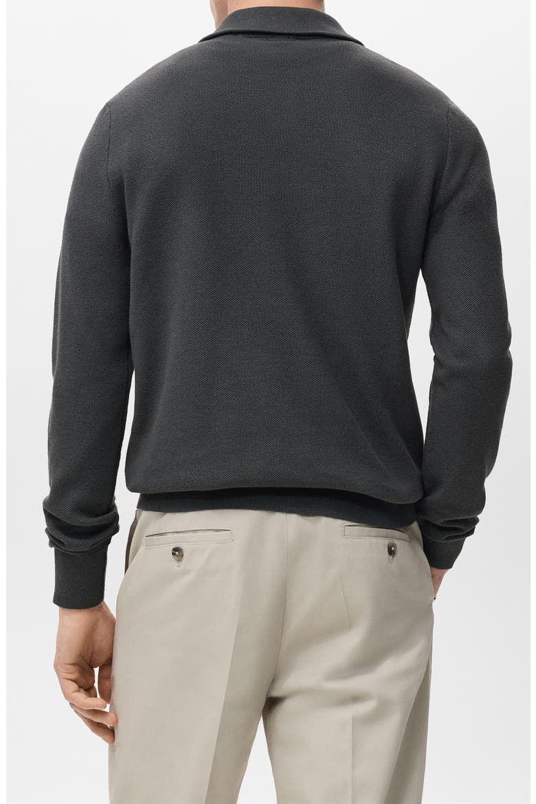 Half Zip Piqué Sweater, Alternate, color, DARK GREY