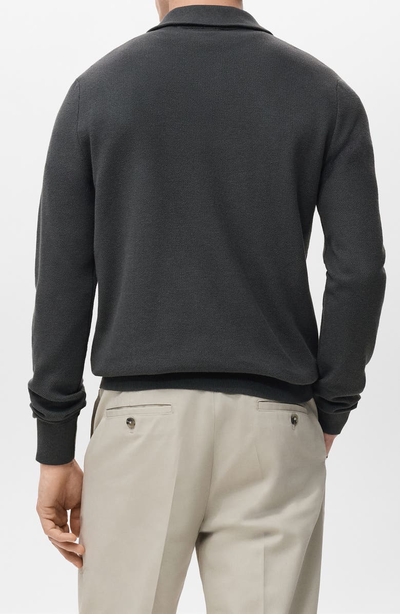 MANGO Half Zip Piqué Sweater, Alternate, color, Dark Grey