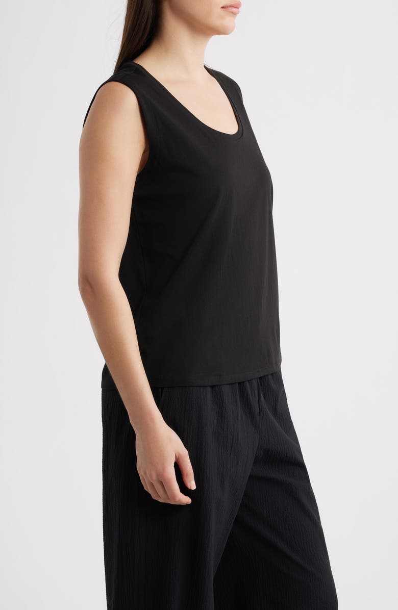 Eileen Fisher Scoop Neck Organic Cotton Tank, Alternate, color, Black