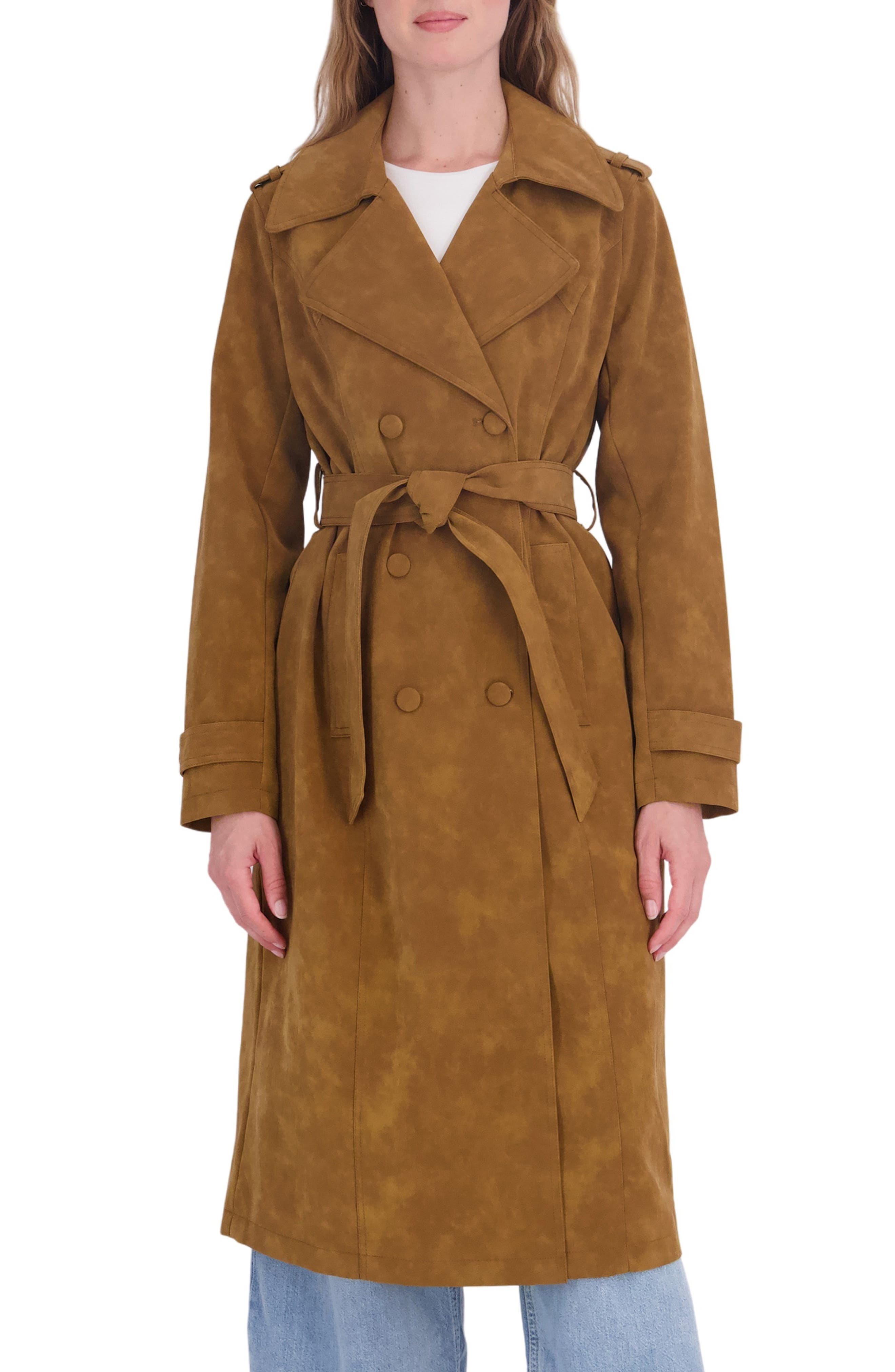 Faux Leather Trench Coat