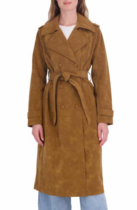 Faux Leather Trench Coat