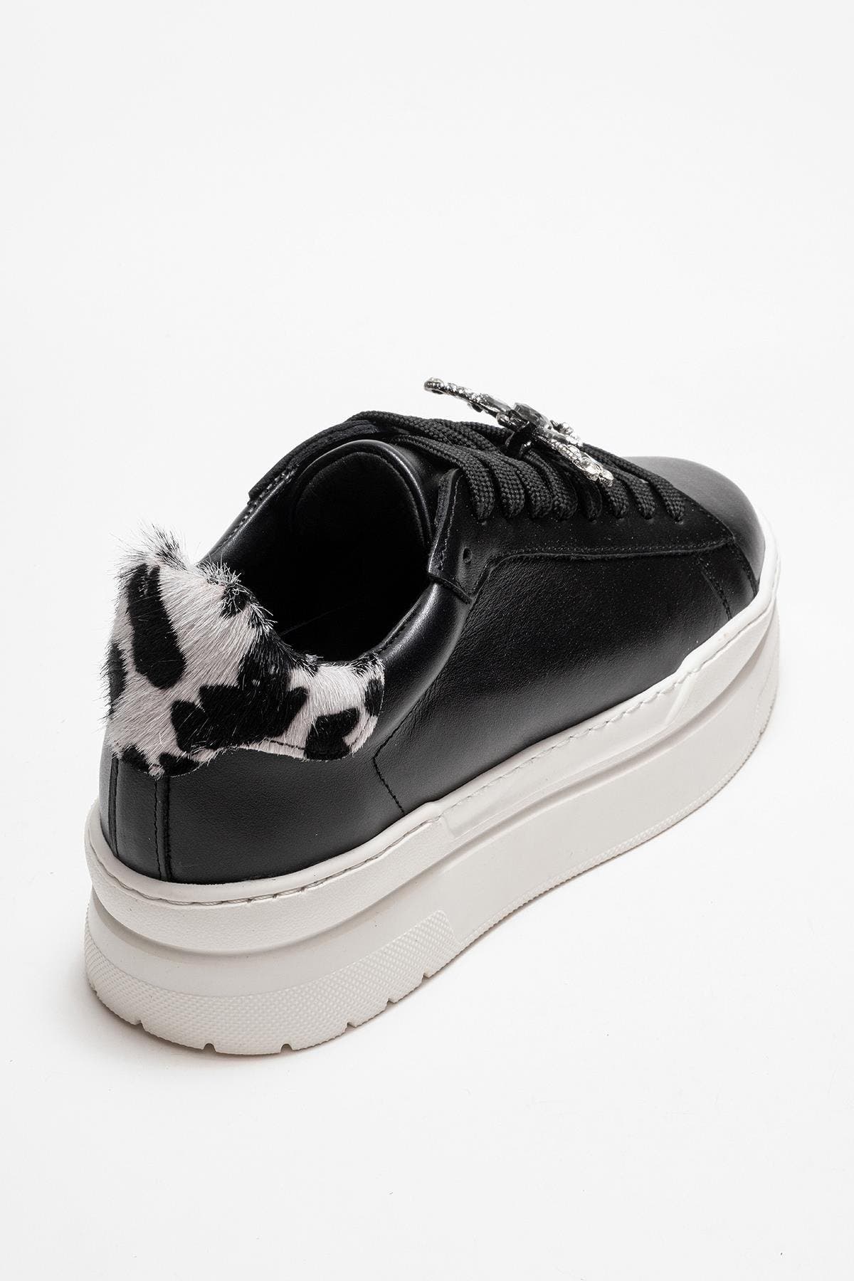 Laren Leather Buckle Sneakers, Alternate, color, Black Leather